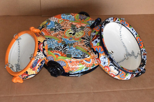 Hanging Talavera Pots With Chains.