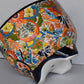 Molcajete flower planter, three feet stand pot colorful and beautiful.