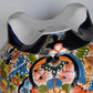 Molcajete flower planter, three feet stand pot colorful and beautiful.