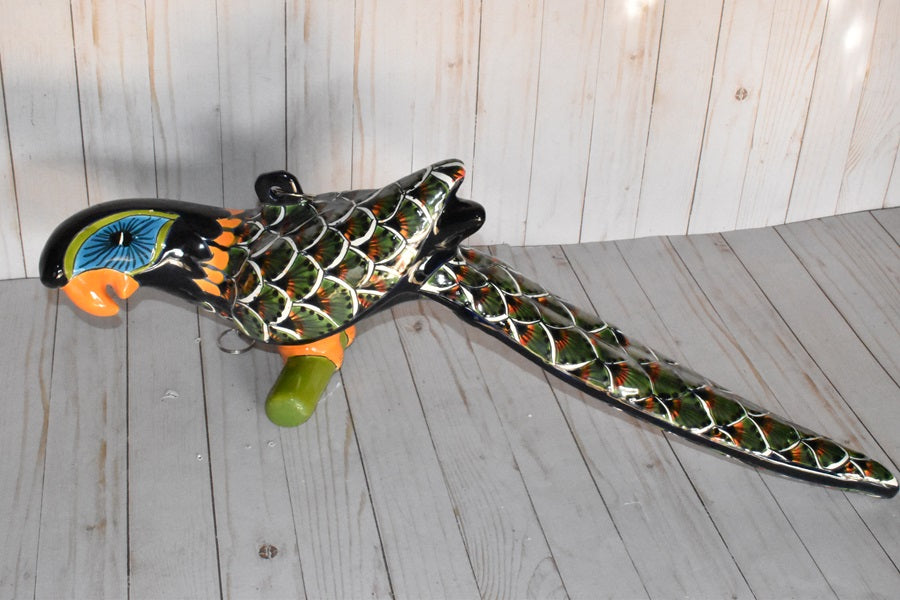 Large Beautiful Hanging Parrot Green Peacock Feathers