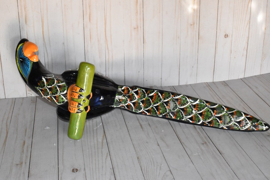 Large Beautiful Hanging Parrot Green Peacock Feathers