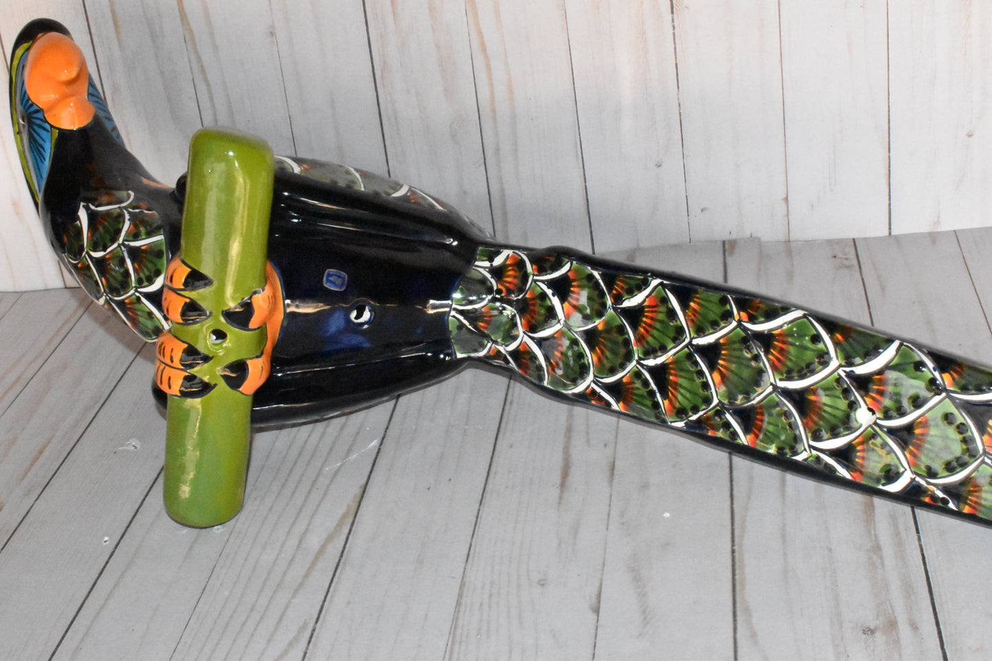 Large Beautiful Hanging Parrot Green Peacock Feathers