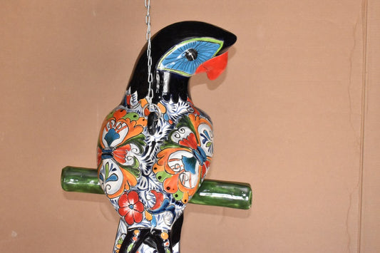 Jumbo XXLG Hanging Talavera Parrot in Spring Pattern