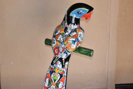 Jumbo XXLG Hanging Talavera Parrot in Spring Pattern