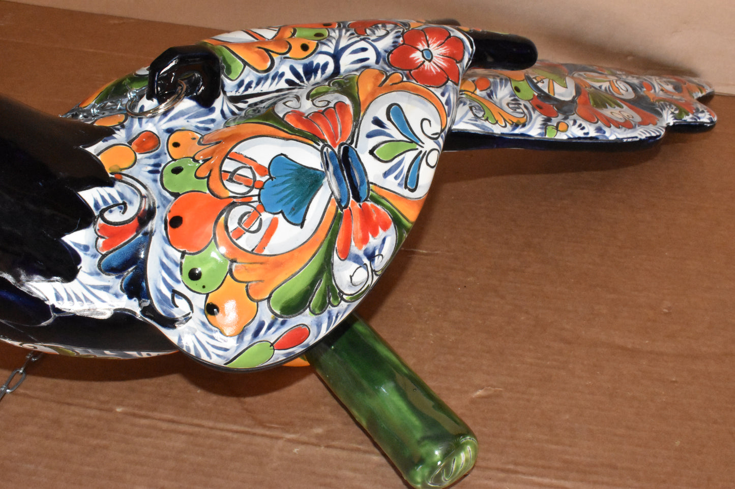 Jumbo XXLG Hanging Talavera Parrot in Spring Pattern
