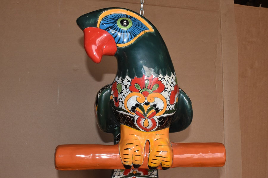 Jumbo XXLG Hanging Talavera Parrot in Mayan Pattern