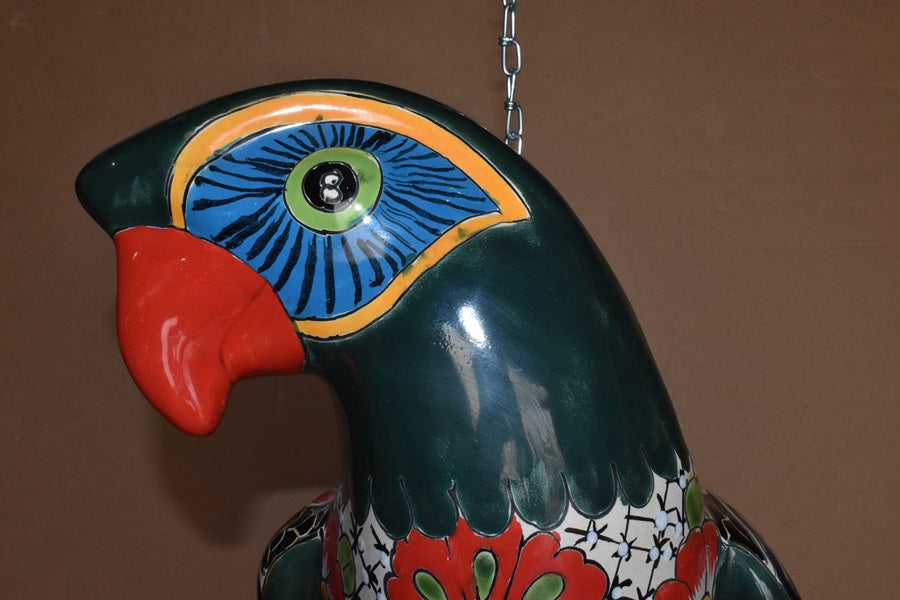 Jumbo XXLG Hanging Talavera Parrot in Mayan Pattern