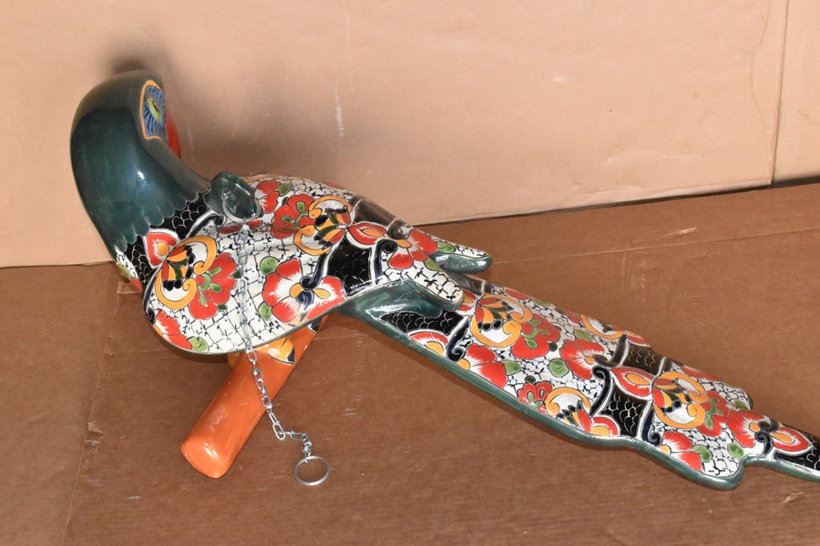 Jumbo XXLG Hanging Talavera Parrot in Mayan Pattern