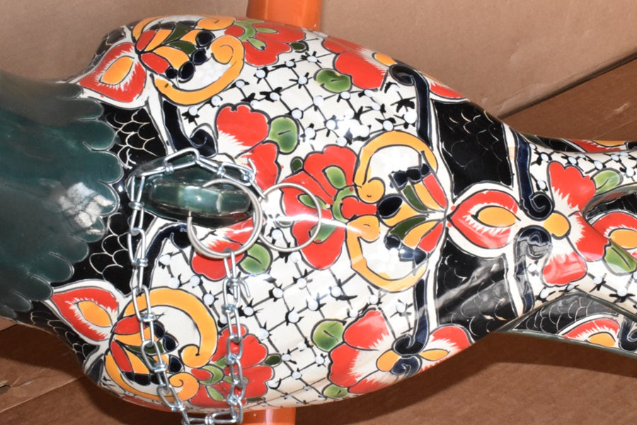 Jumbo XXLG Hanging Talavera Parrot in Mayan Pattern