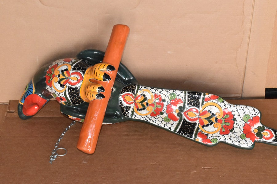 Jumbo XXLG Hanging Talavera Parrot in Mayan Pattern