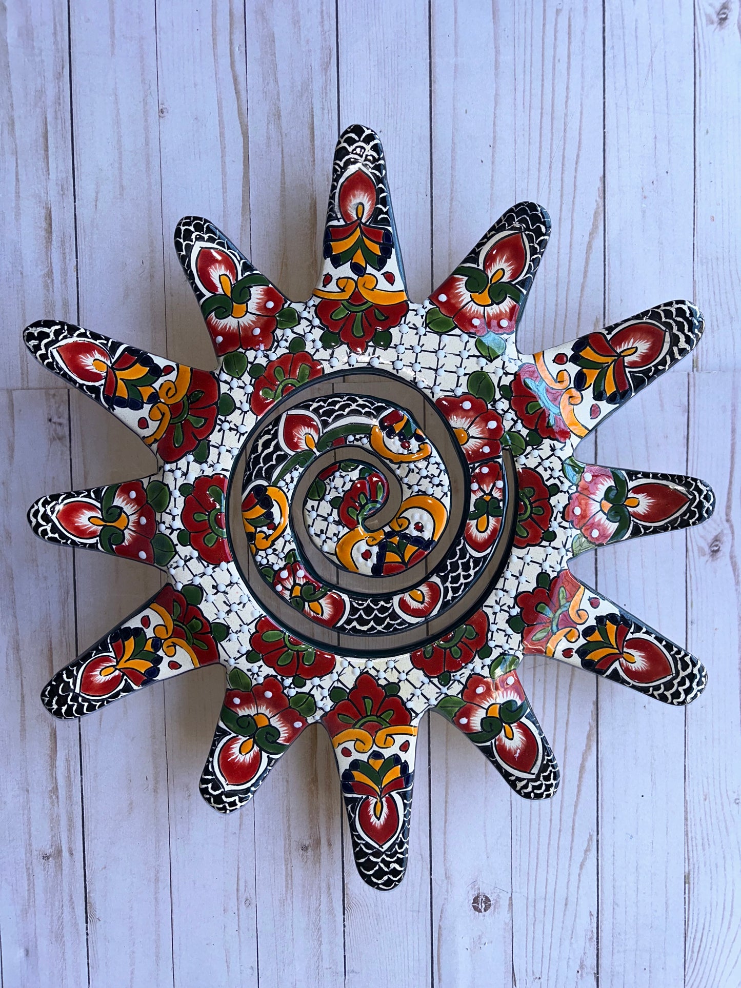 Bright Spiral Sun Talavera Ceramic