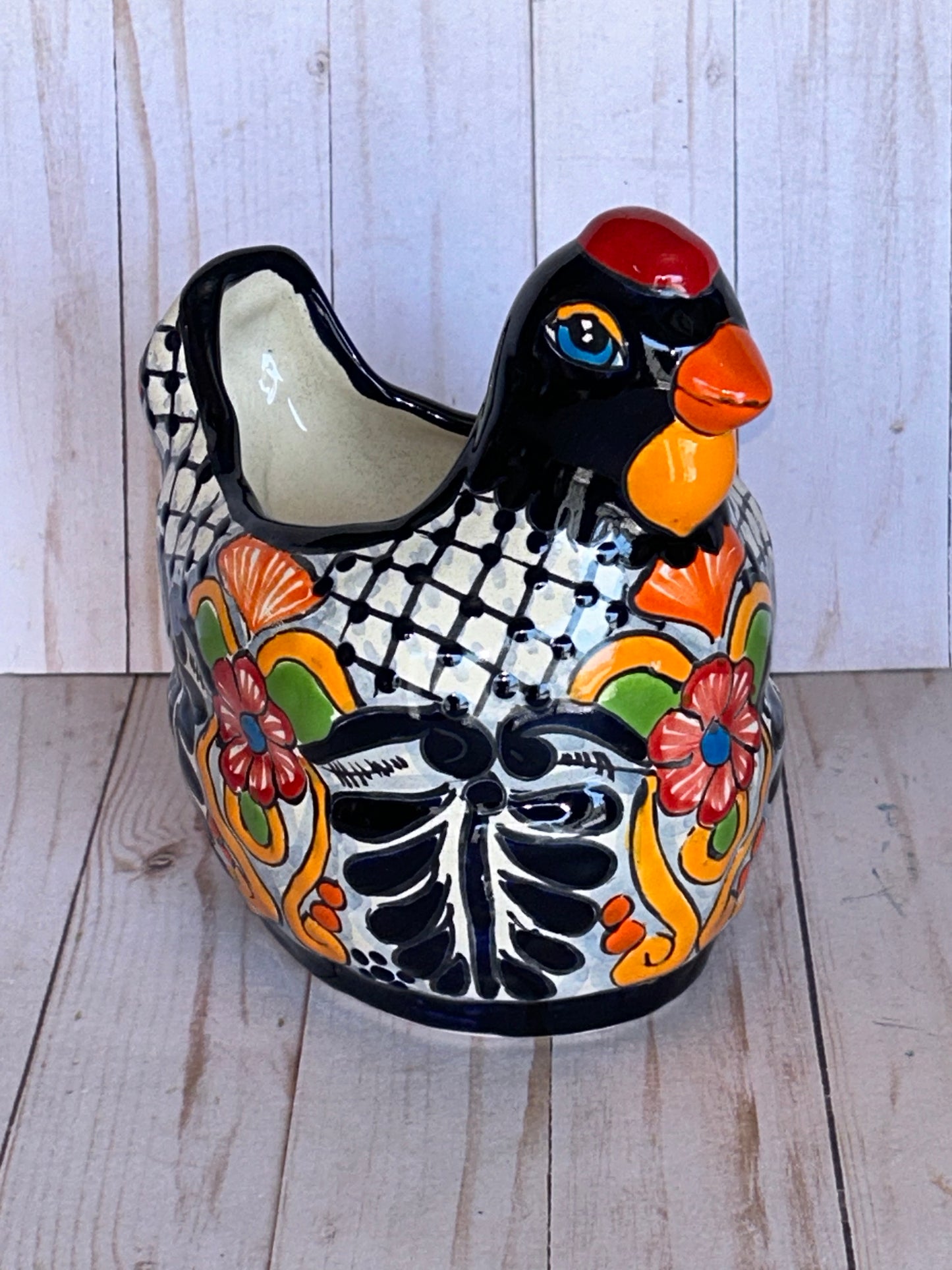 Colorful Talavera Chicken Planters
