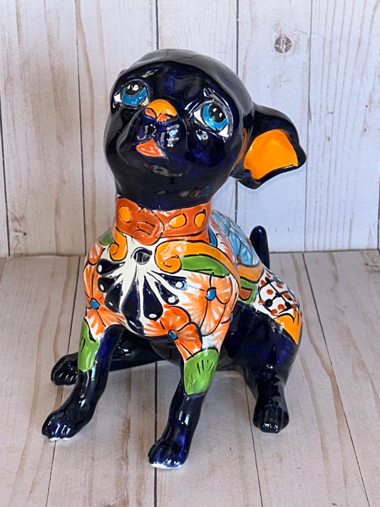 Sitting Handmade Talavera Chihuahua Figurines – Colorful Mexican Pottery Puppies