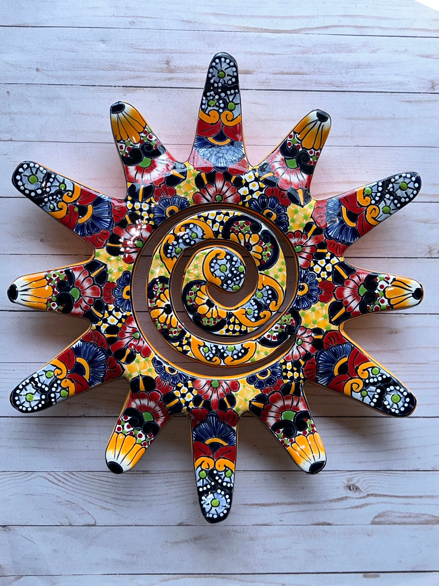 Bright Spiral Sun Talavera Ceramic