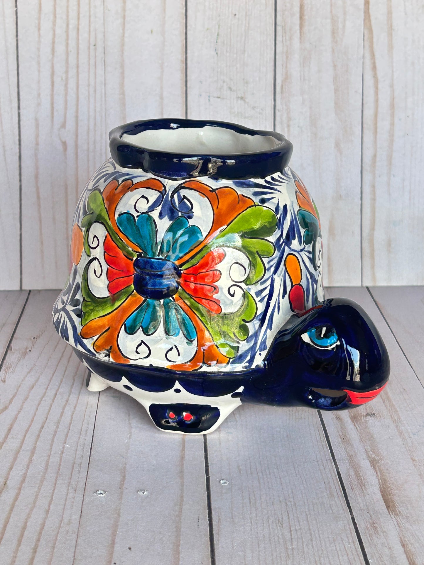 Talavera Turtle Planter- Handmade Mexican Ceramic Flower Pot
