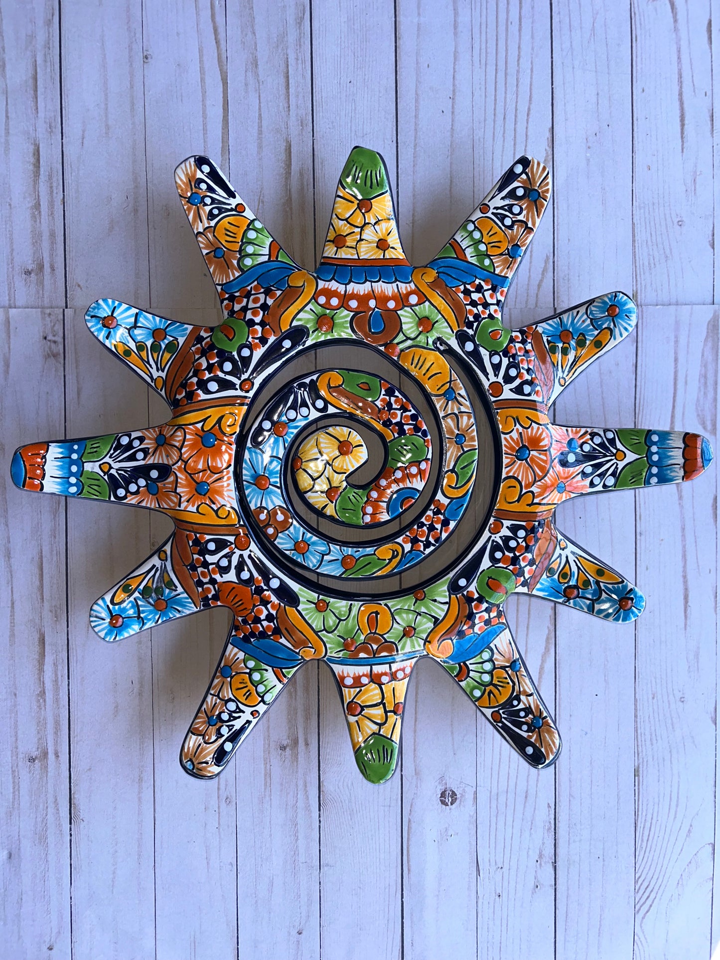 Bright Spiral Sun Talavera Ceramic