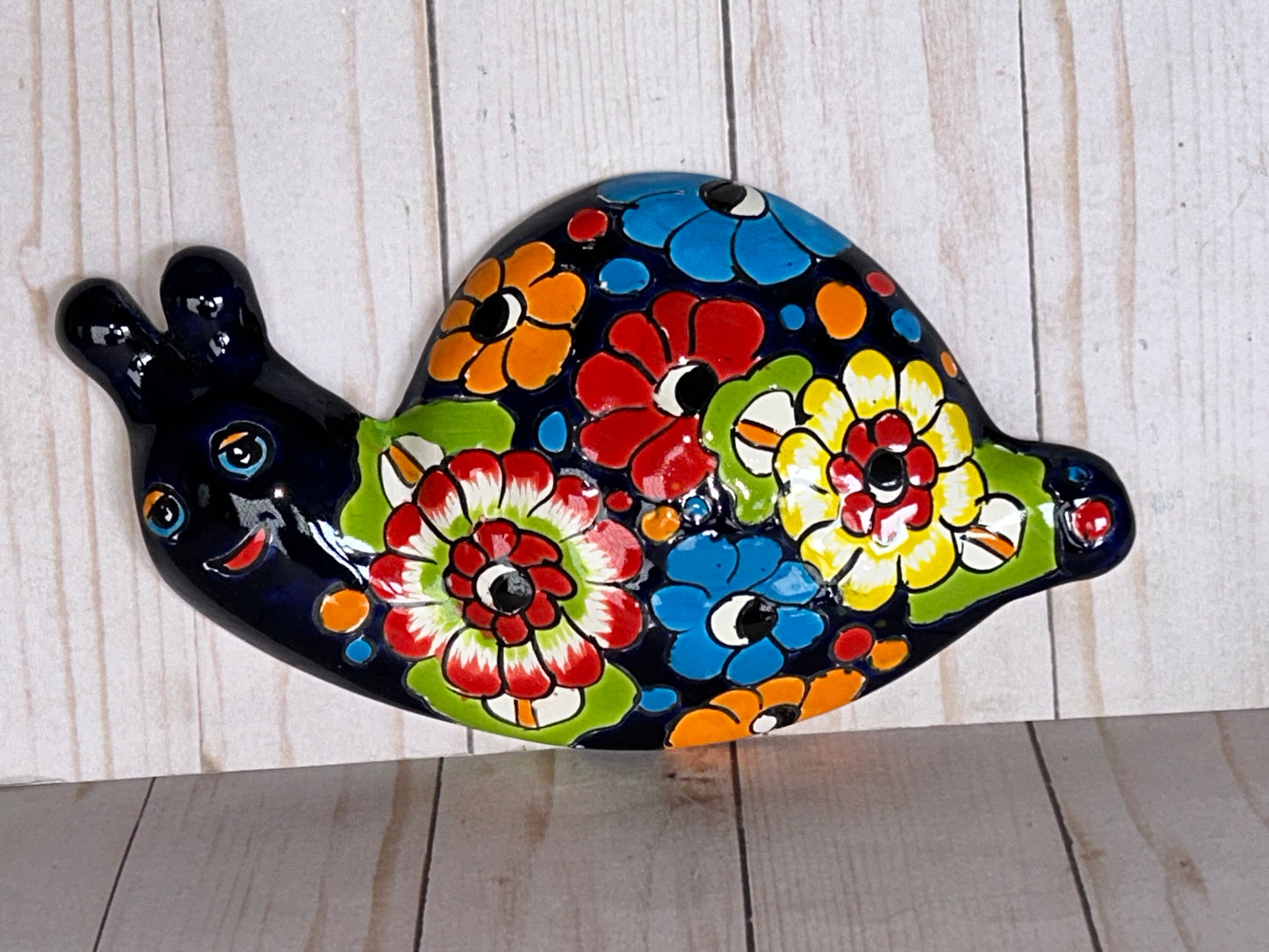 Hand-Painted Talavera Wall Snail Figurines