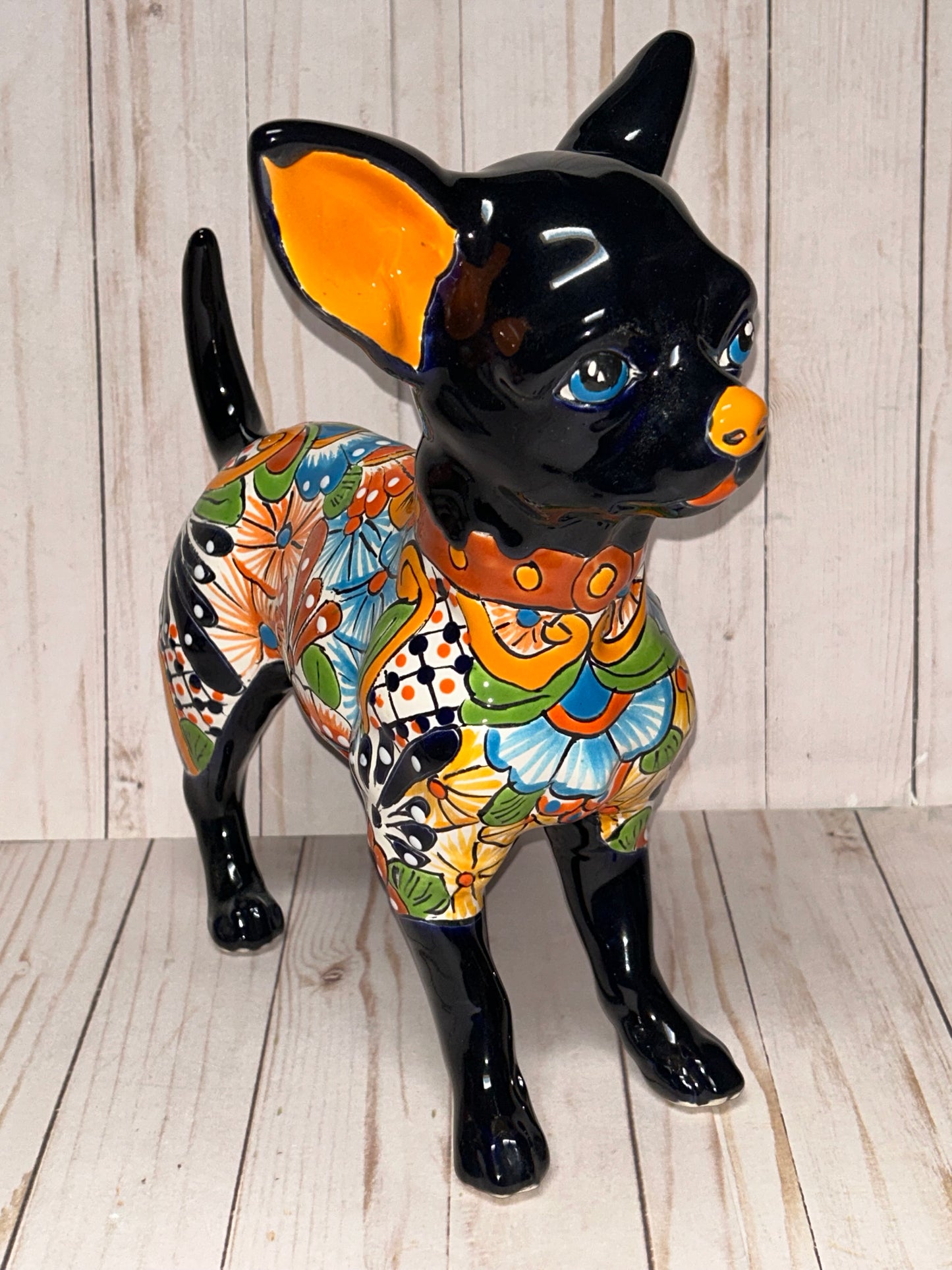 Adorable Large Talavera 13" Tall Ceramic Standing Chihuahua Dog