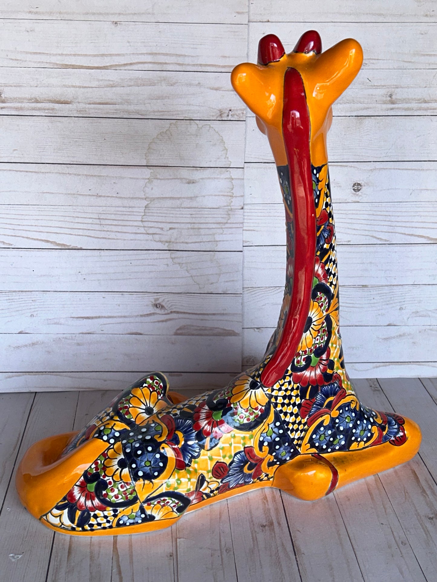 Hand-Painted Talavera Giraffe – Mexican Folk Art Ceramic Figurine
