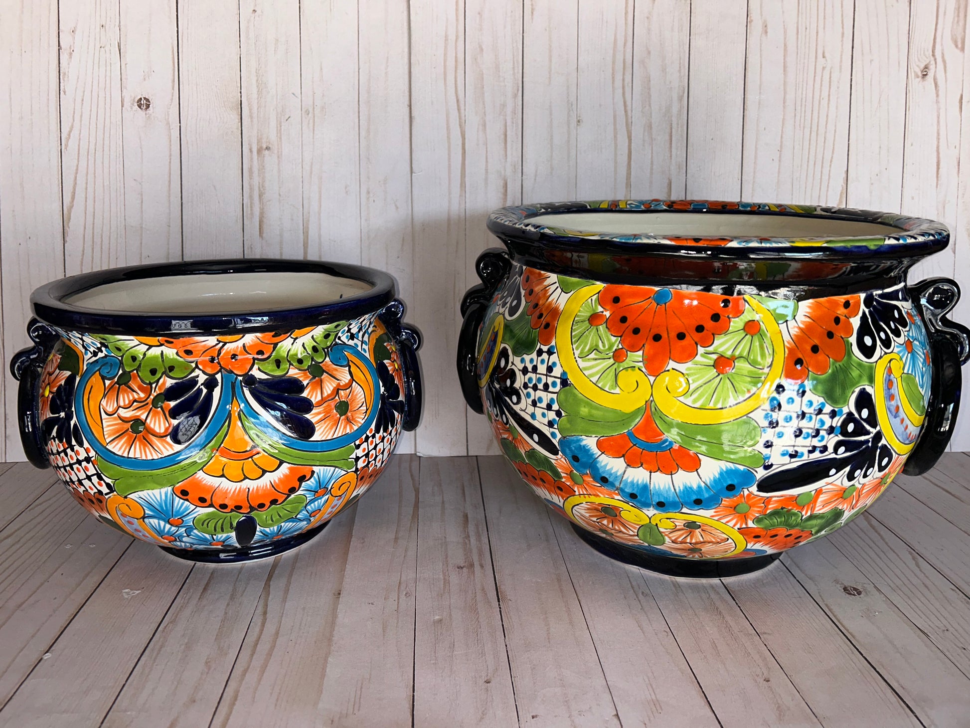 large mexican planter pots TALAVERA FLOWER PLANTERS – Sol de Mexico Imports