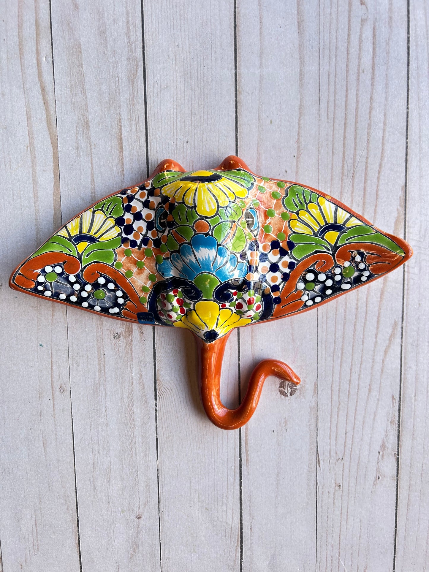 Handcrafted Talavera Ceramic Sculptures Hanging Manta Ray