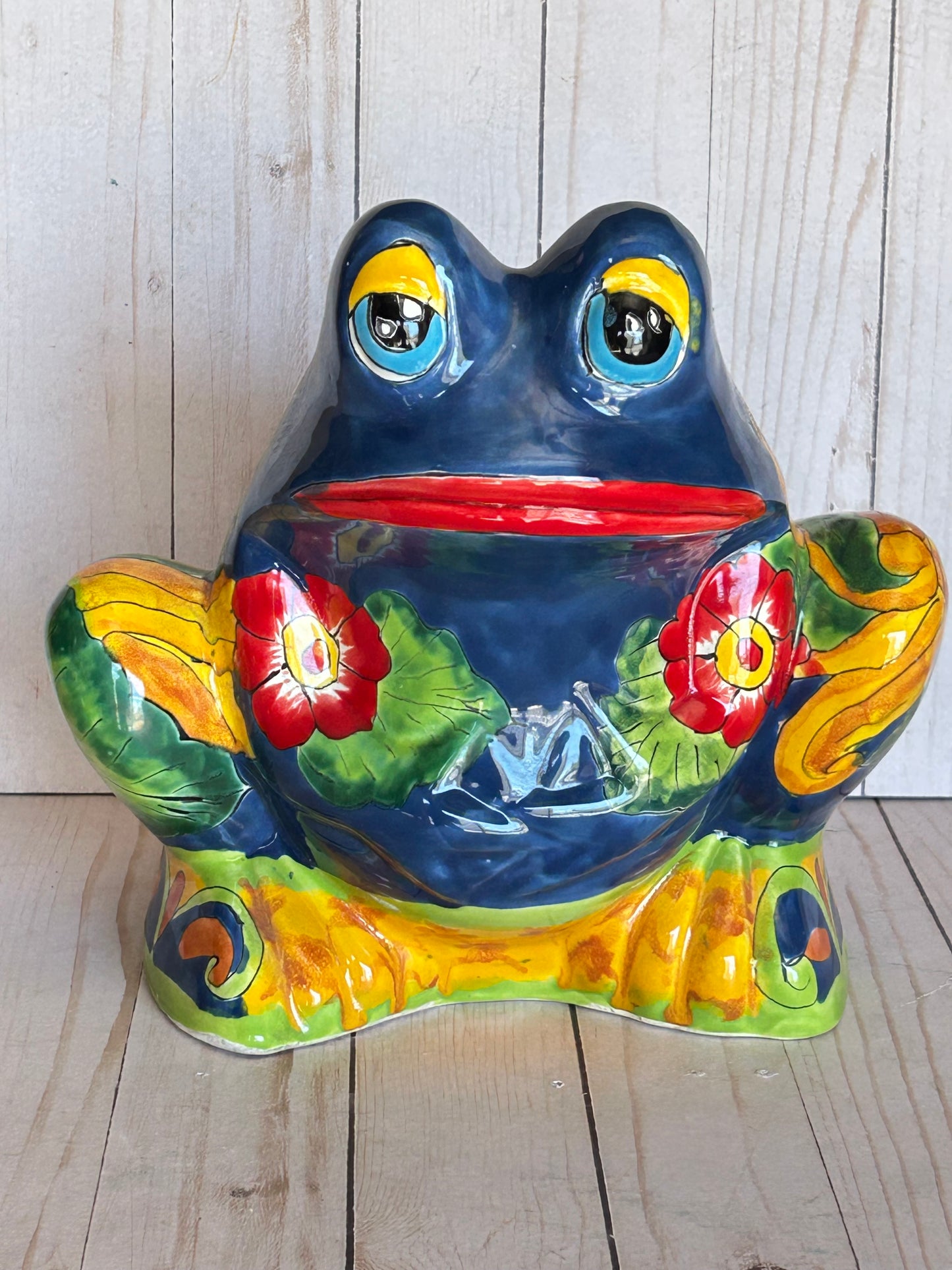Handmade Talavera Bullfrog Planter 9.75"Tall