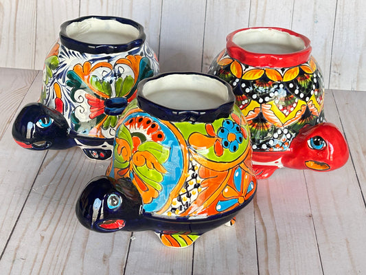 Talavera Turtle Planter- Handmade Mexican Ceramic Flower Pot