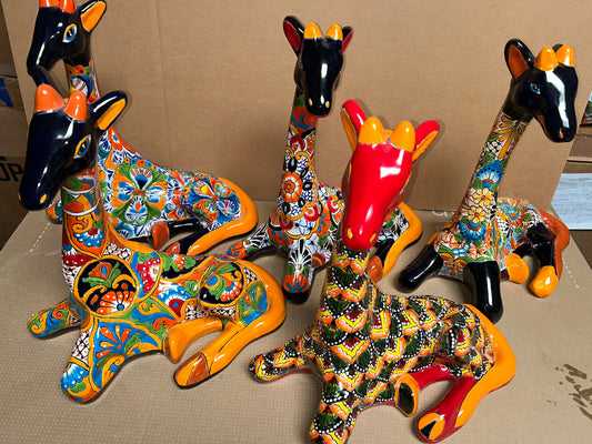 Hand-Painted Talavera Giraffe – Mexican Folk Art Ceramic Figurine