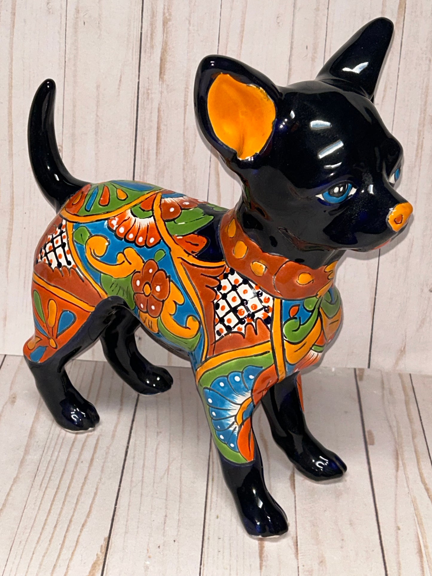 Adorable Large Talavera 13" Tall Ceramic Standing Chihuahua Dog