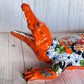Hand Painted Mexican Ceramic Talavera Alligator Sculpture