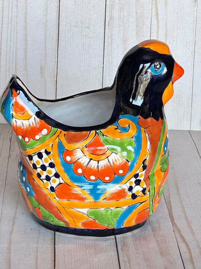 Handmade Talavera Ceramic Chicken Planters