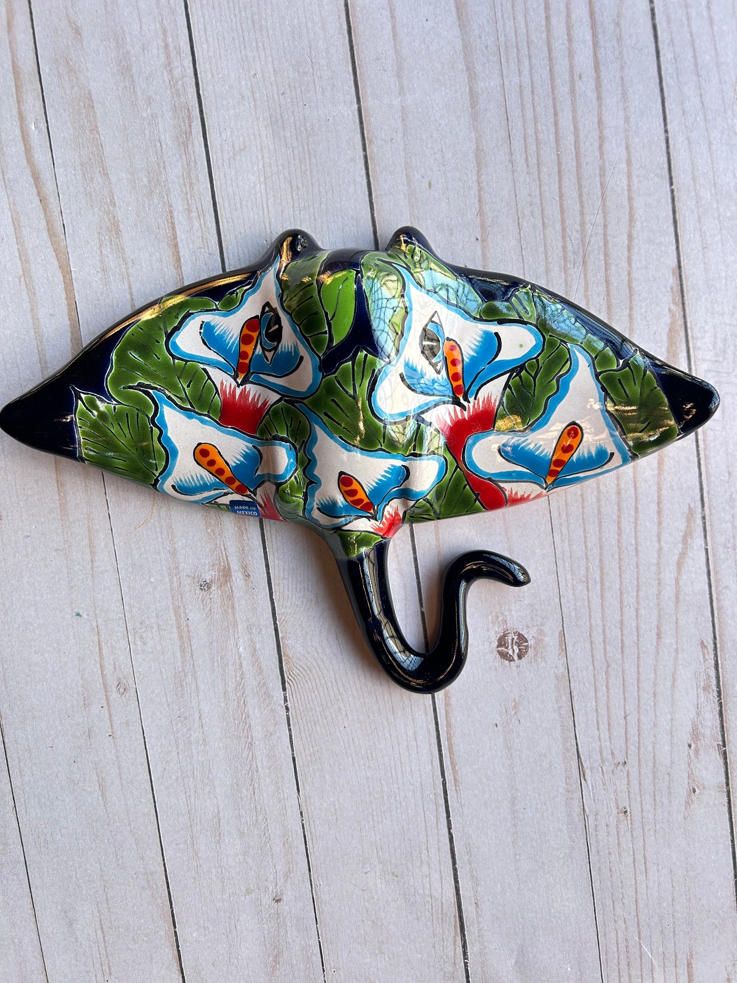 Handcrafted Talavera Ceramic Sculptures Hanging Manta Ray