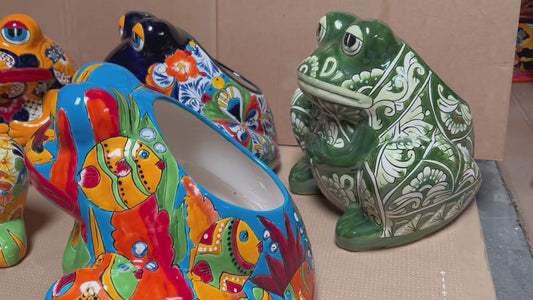 Beautiful Handmade Talavera Bullfrog Flower Planters