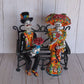 Talavera Small Bride&Groom with Iron Bench Day of the dead.