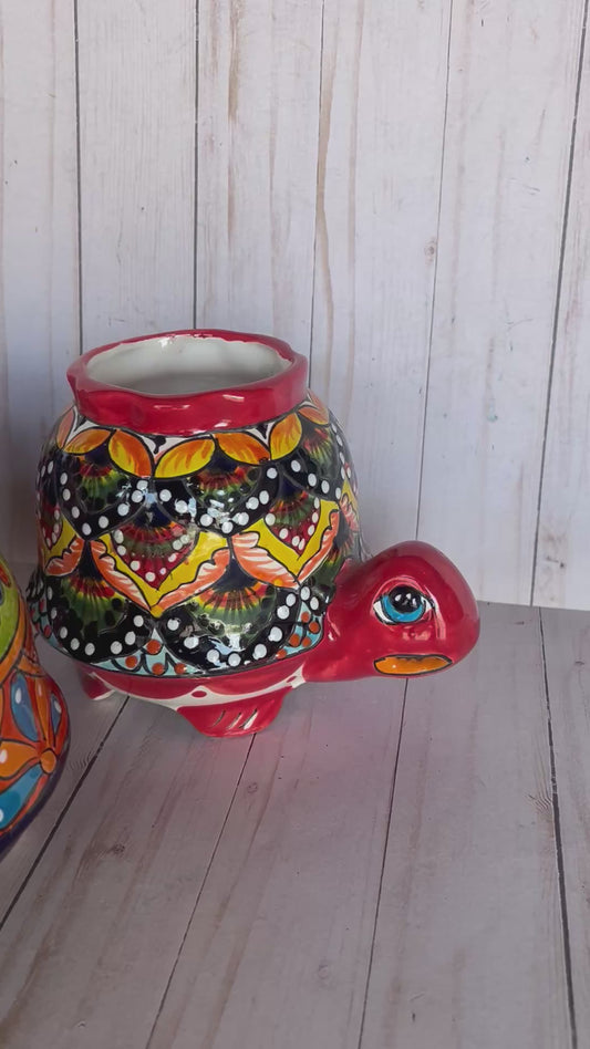Talavera Turtle Planter- Handmade Mexican Ceramic Flower Pot