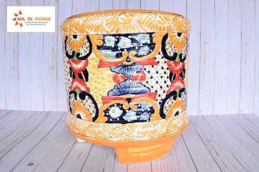 Ringed Round Pot- Marigold Palnter- Sevilla Yellow Design