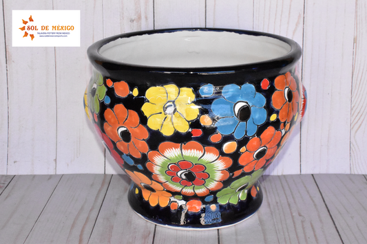 Short Pot Syle Cup in Colorful Talavera Flowers