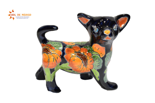 Cute Standing Chihuahua figurine Classic Sunflowers Design Ceramic Dog