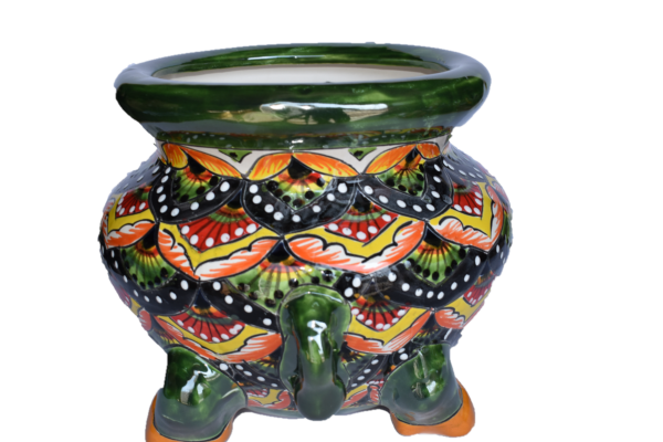 Planter Donkey in Talavera Peacock Red and Green style