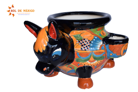 Planter Donkey with baskets in classic Talavera