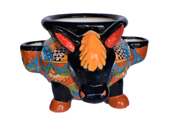 Planter Donkey with baskets in classic Talavera