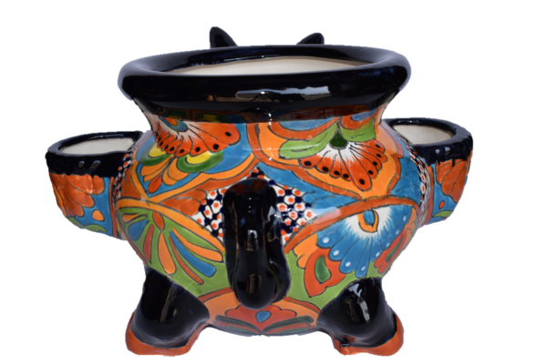 Planter Donkey with baskets in classic Talavera