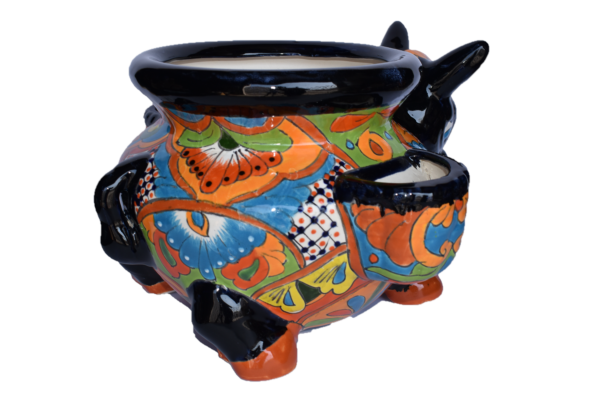 Planter Donkey with baskets in classic Talavera