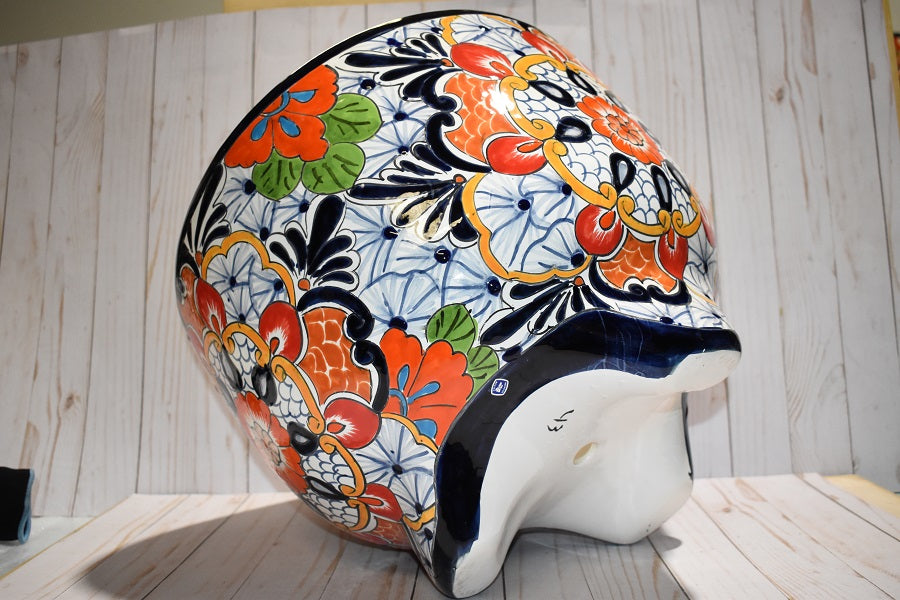 MOLCAJETE FLOWERPLANTER, THREE FEET POT PUEBLA WHITE DESIGN