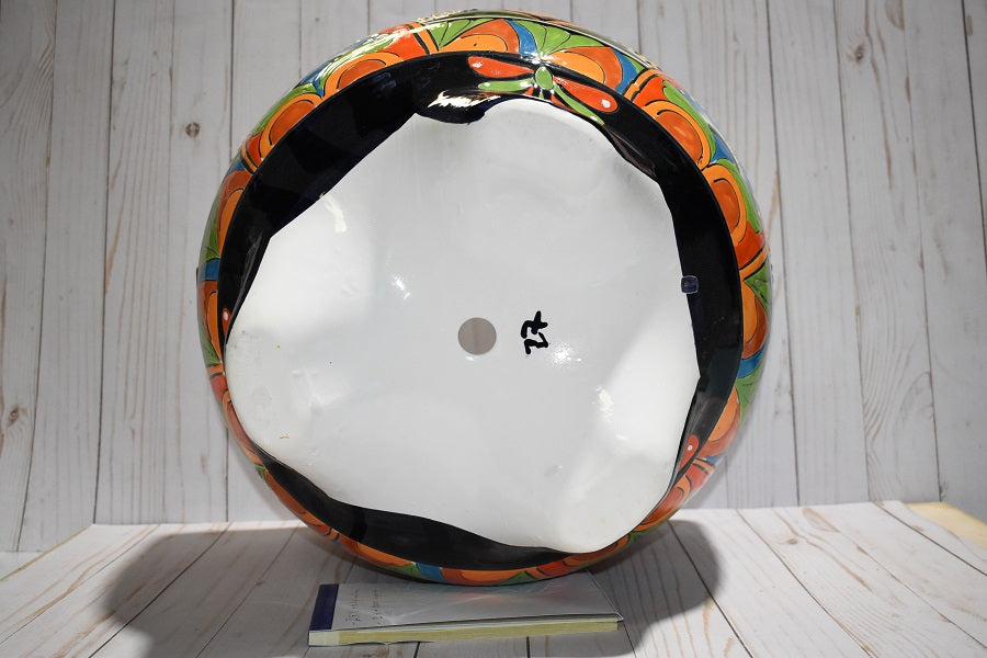 MOLCAJETE FLOWER PLANTER, THREE FEET POT CLASSIC TALAVERA DESIGN