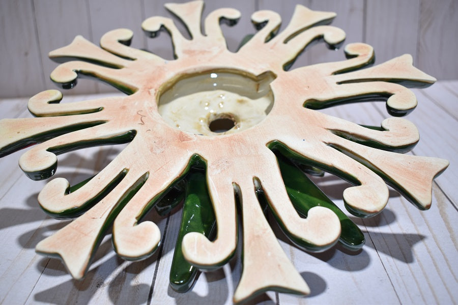 Talavera Peacock Green/ Red Ceramic Wall Mermaid Sun