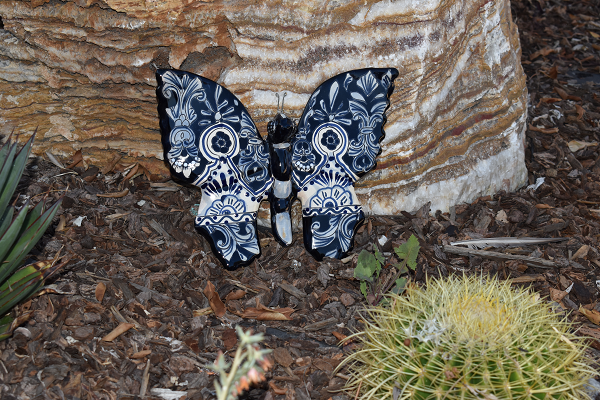 Butterfly Handcrafted Talavera Blue Cobalt-Style Mexican Pottery