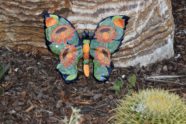 Butterfly Handcrafted Talavera Sunflower-style Mexican Pottery