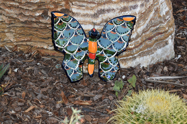 Butterfly Handcrafted Talavera Peacock Green-Style Mexican Pottery