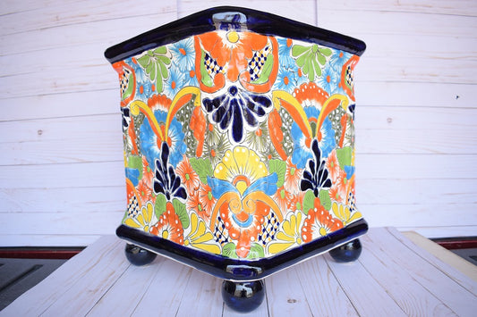 Square Flowerplanter Handcrafted Talavera Puebla